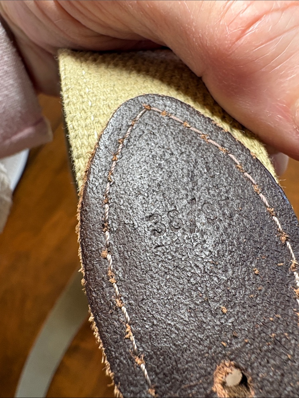 Men's Navy Lighthouse Ribbon Canvas Belt with Brown Leather Trim - Picture 8 of 11